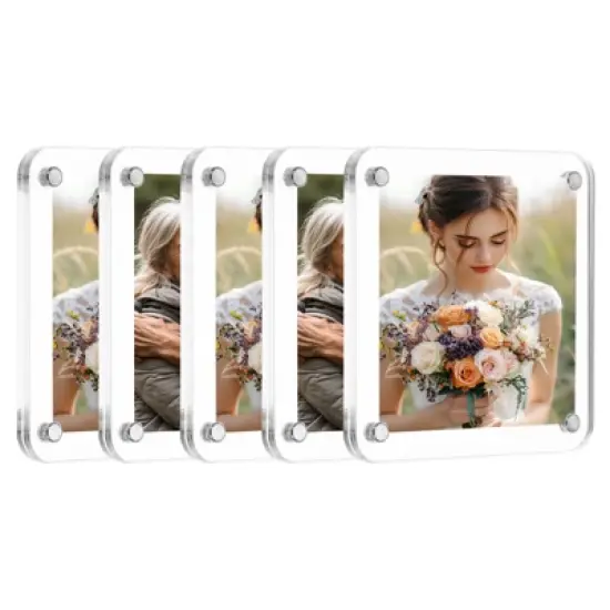 Unique Bargains Double Sided Fujifilm Mini Picture Acrylic Fridge Magnetic Frames 5 Pcs image {10}
