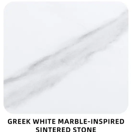 Modern 35'' Outdoor Bar Table, Square Pub Table with Marble-Inspired Sintered Stone Top, Umbrella Hole and Aluminum Frame, Bistro Table - Koiai image {6}