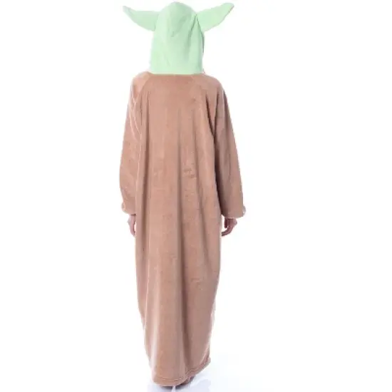 Star Wars The Mandalorian Baby Yoda Costume Adult Wearable Blanket Pullover Robe Brown image {4}