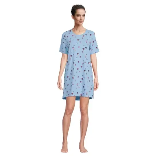 Lands' End Women's Short Sleeve Above the Knee Knit T-Shirt Nightgown image {6}