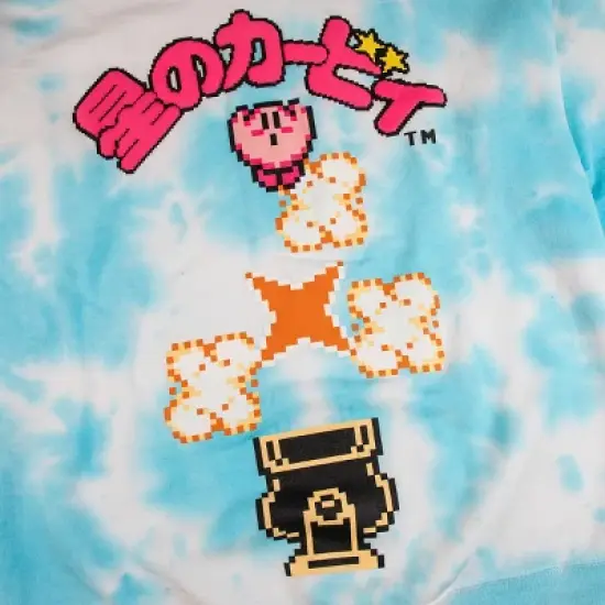 Kirby Pixel Art Front and Back Puff Logo on Splatter Wash Sweatshirt image {2}