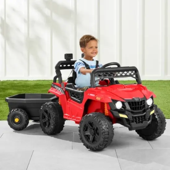 Best Choice Products Kids 12V Electric Ride-On UTV and Trailer w/ Parent Remote Control, LED Lights image {13}