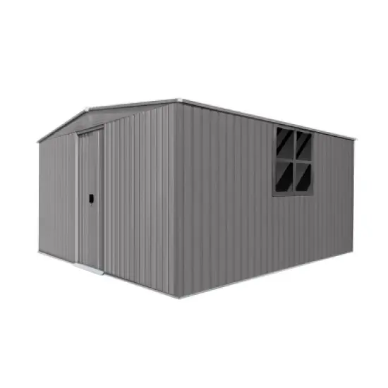 Metal Garden Storage Shed,Apex Roof Outdoor Storage Shed with Wood Storage,Outdoor Tools and Firewood Shed with Vents for Winter-Coolbibila image {6}