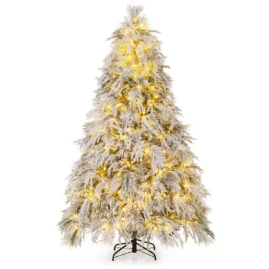 Costway 4.5/6/7 FT Pre-Lit Artificial Christmas Tree with 279/519/743 PVC & Pine Needles & PE Tips image {12}