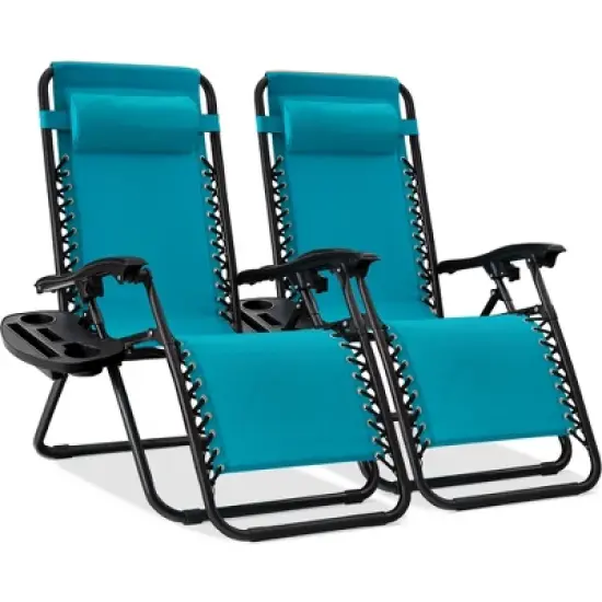 Best Choice Products Set of 2 Zero Gravity Lounge Chair Recliners for Patio, Pool w/ Cup Holder Tray image {28}