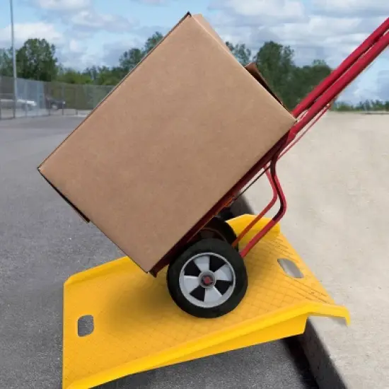 Stalwart Heavy Duty 1000lb Weight Capacity Portable Poly Ramp Yellow: Outdoor Wheelchair & Curb Ramp for Adults image {4}