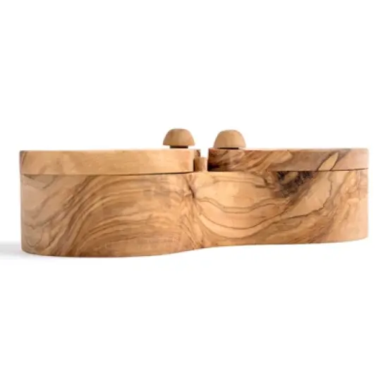 Berard France Olive Wood Double Salt Keeper and Spice Box image {1}