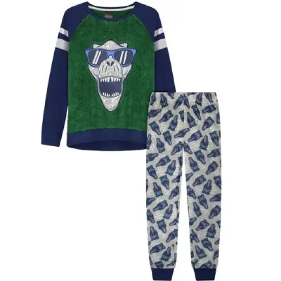 Sleep On It Boys Cool Dino Soft Novelty Fleece 2-Piece Pajama Sleep Pant Set image {5}