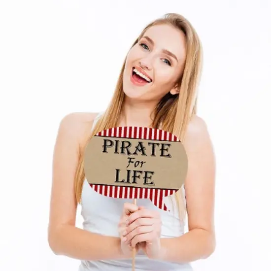 Big Dot of Happiness Beware of Pirates - Pirate Birthday Party Photo Booth Props Kit - 20 Count image {2}