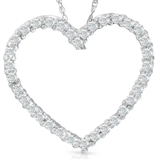 Pompeii3 10K White Gold 1/2ct Lab Created Diamond Heart Pendant 18" Necklace image {1}
