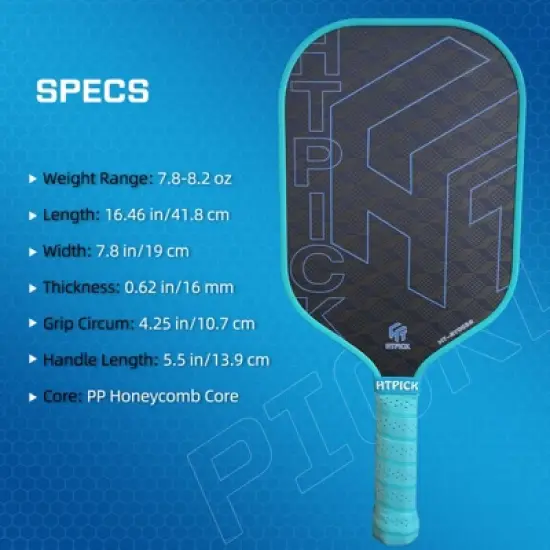 Aukfa Thermoformed Pickleball Paddle &ndash; Hot Press Molded Carbon Fiber Face with 16mm Polypropylene Core & Fabric Woven Spin Surface image {4}