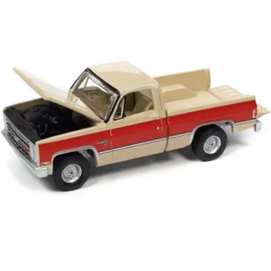 1987 Chevrolet Silverado R10 Fleetside Pickup Truck Tan and Bright Red "Muscle Trucks" 1/64 Diecast Model Car by Auto World image {2}
