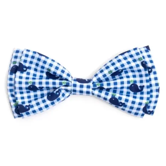 The Worthy Dog Gingham Whales Bow Tie Accessory image {3}