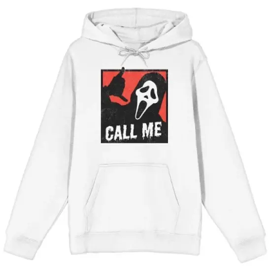 Ghostface Call Me Long Sleeve Men's White Hooded Sweatshirt image {6}