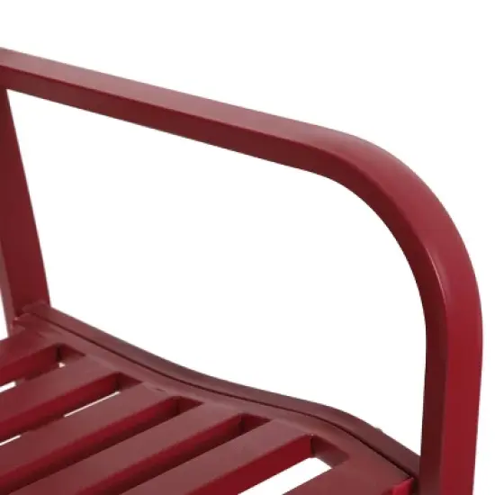 Metal Patio Bench with Steel Frame - Red - Captiva Designs image {4}