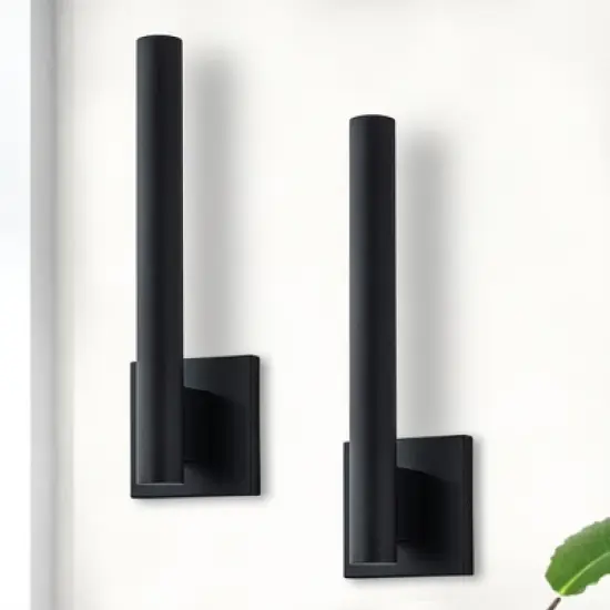 C Cattleya 1-Light Matte Black Dimmable LED Outdoor Wall Light with Frosted Glass Diffuser(2-Pack) image {1}