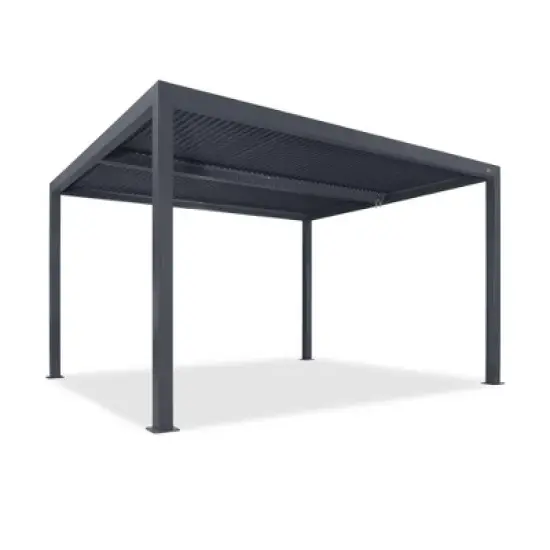 PURPLE LEAF Louvered Pergola Outdoor Aluminum Pergola with Adjustable Roof for Deck Backyard Garden Grey Hardtop Gazebo image {8}