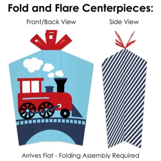 Big Dot of Happiness Railroad Party Crossing - Steam Train Birthday Party or Baby Shower Decor and Confetti - Terrific Table Centerpiece Kit - 30 Ct image {3}