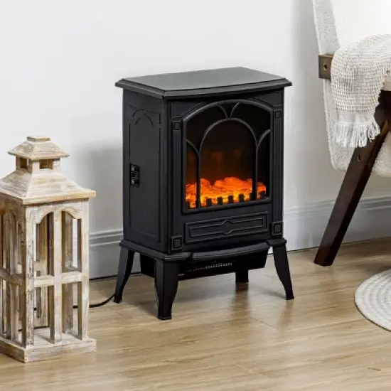 SEVOBAL Fireplace Insert Heater Mantel 3D Flame Fireplace Stove Bottom Air Outlet Fire Place Panoramic Fire Place Heater, Black, 16.9"*12.2"*21.7" image {1}
