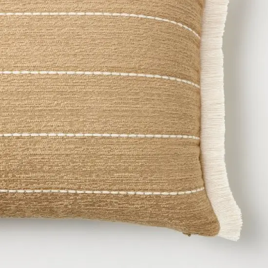 Oversized Embroidered Striped Lumbar Throw Pillow Brown - Threshold&trade; designed with Studio McGee image {2}