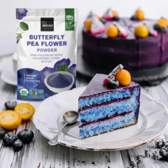 INCAS 100% USDA Organic Butterfly Pea Flower Powder - 4 Ounce | Organic Blue Matcha Tea image {3}