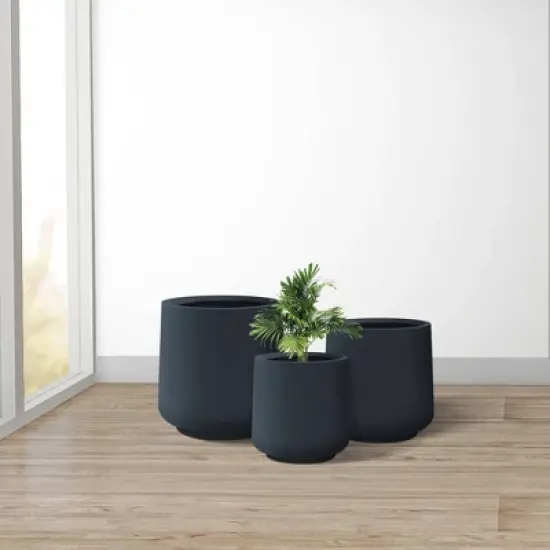 Rosemead Home & Garden 3pc Concrete Outdoor Planter Pot Black image {4}