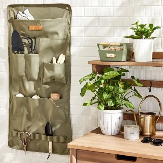 Canvas Gardening Tool Wall Organizer Green - Hearth & Hand&trade; with Magnolia image {1}