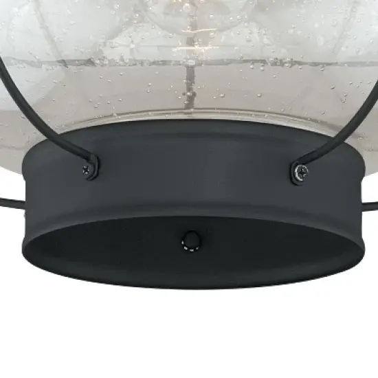 VAXCEL Chatham Black Coastal Globe Outdoor Flush Mount Ceiling Light Clear Glass image {8}