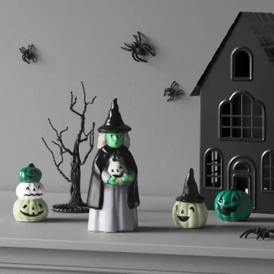 Small Ceramic Witch Figural with Jack O'Lantern - Hyde and EEK! Boutique&trade; image {1}