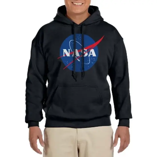 NASA Mens' Meatball Space Fashion Logo Pocket Sweatshirt Hoodie Pullover Black image {3}