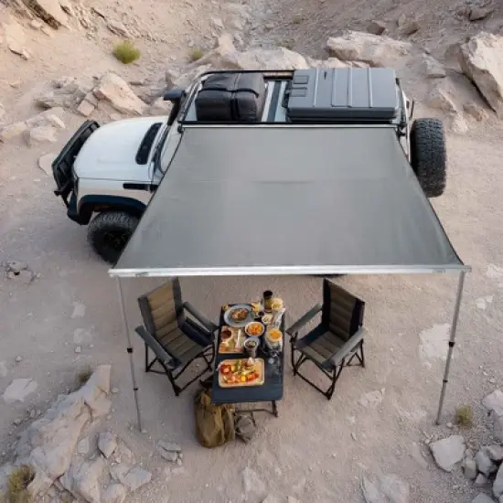 Yescom Semi-Automatic Retractable 6.6'x8.4' Vehicle Awning with Blackout Coating Motor Car Side Roof Rack Overlanding Sun Shade for  Outdoor Camping image {2}