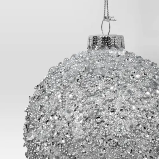 Christmas Silver Beaded Ball Ornament - Wondershop&trade; image {2}