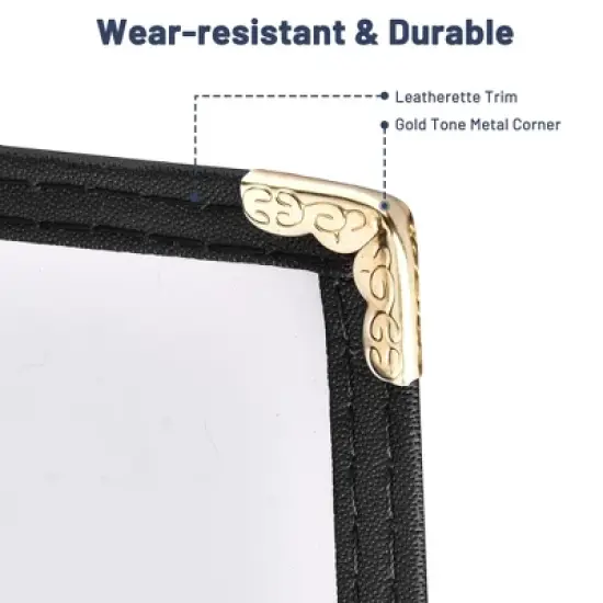 WeChef 30 Pcs Restaurant Menu Covers 8.5x14" 5 Page 10 View & 4.25x14" Half Page Wine List image {4}