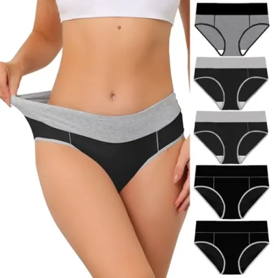 Agnes Orinda Women's 5 Packs High Rise Brief Stretchy Underwear image {16}