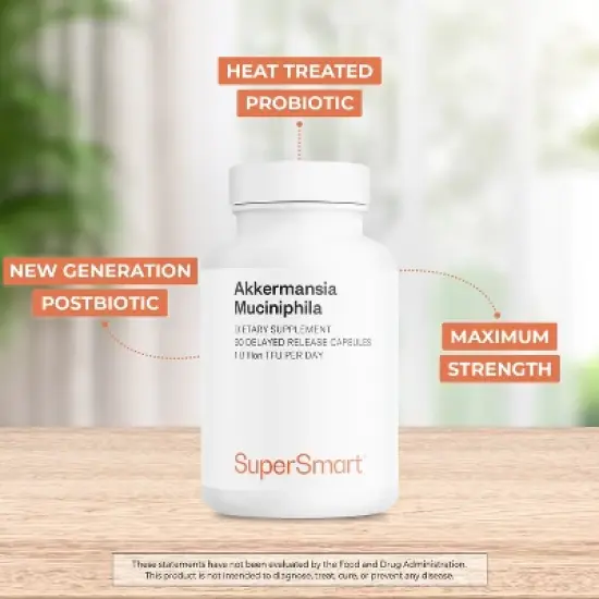 SuperSmart Akkermansia Muciniphila 1 Billion TFU per Day - Enhanced Absorption | Non-GMO & Gluten Free - 60 Delayed Release Capsules image {2}