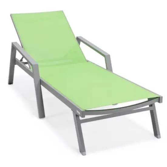 LeisureMod Marlin Modern Patio Sling Chaise Lounge Chair with Arms in Grey Aluminum, Set of 2 &ndash; Outdoor Patio, Poolside, Balcony, Garden, Deck Seating image {14}