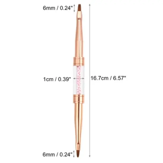 Unique Bargains Double Head Crystal Handle 6mm 6mm Drawing Brush Liner Brush Painting Pen ABS Rose Gold Tone 1 Pcs image {3}