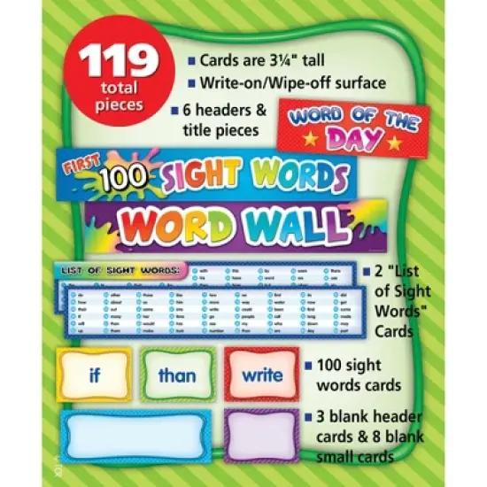 Teacher Created Resources First 100 Sight Words Pocket Chart Cards image {2}