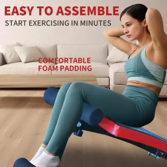 NAYSAYE Exercise Trainer Adjustable Utility Bench Multi Position for Home Gym Workouts, Black and Red, 27.16"*9.84"*12.99" image {1}