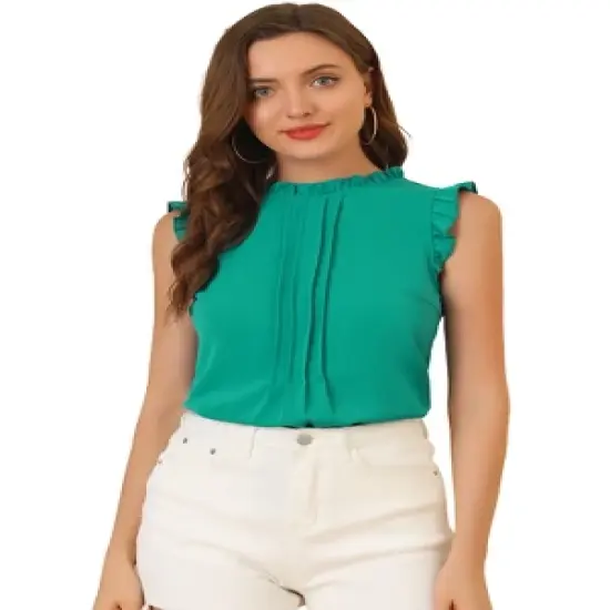 Allegra K Women's Ruffled Business Office 1950s Vintage Sleeveless Blouses image {24}