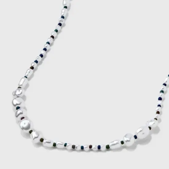 Mixed Simulated Pearl Beaded Necklace - Universal Thread&trade; Ivory image {4}
