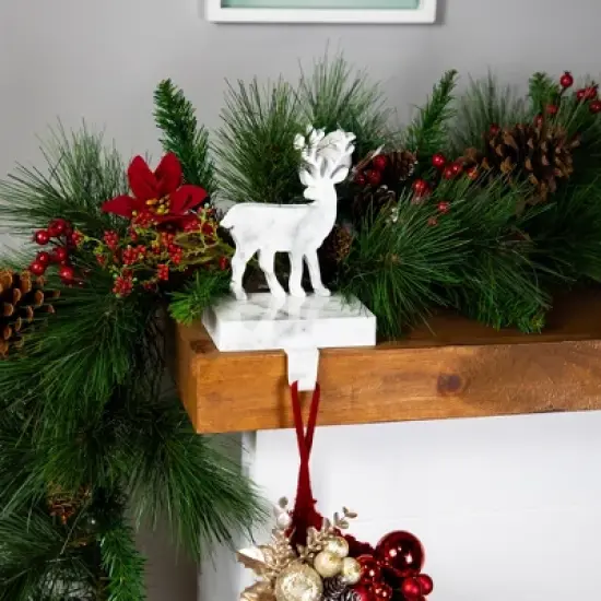 Northlight Marbled Standing Deer Christmas Stocking Holder - 7.5" - White and Black image {1}