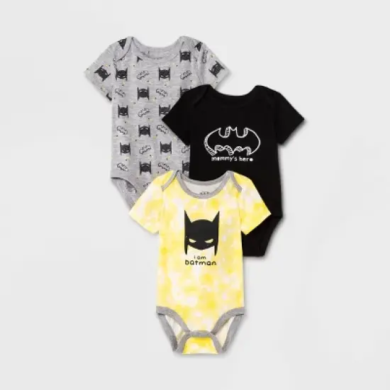 Baby Boys' 3pk Batman Bodysuit Set - Black image {3}