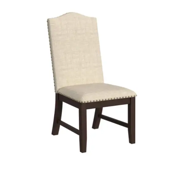 HomePop Set of 2 Scalloped Back Dining Chairs Beige: Upholstered, Plywood Frame, Spot Clean, Polyester image {5}