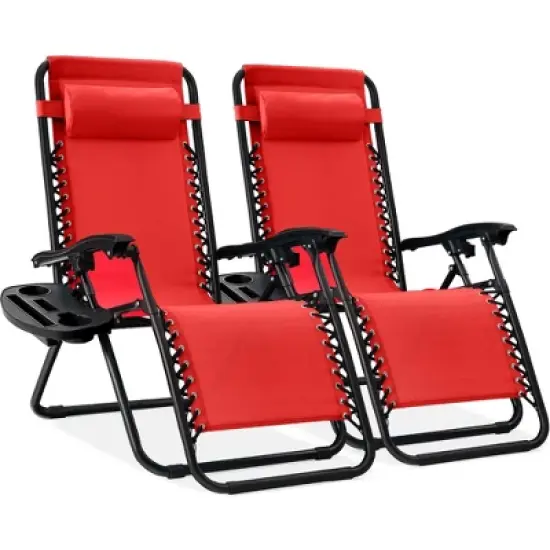 Best Choice Products Set of 2 Zero Gravity Lounge Chair Recliners for Patio, Pool w/ Cup Holder Tray image {7}