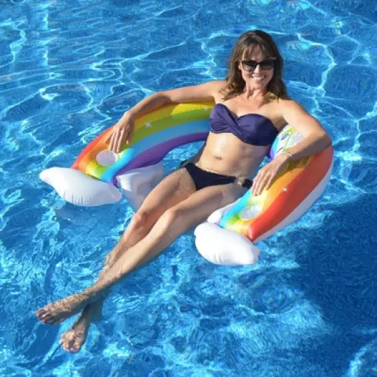 Pool Central 58" Inflatable Rainbow Swimming Pool Lounge Chair image {1}