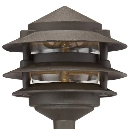 John Timberland Three-Tier Pagoda 11" High Bronze LED Landscape Path Light image {2}