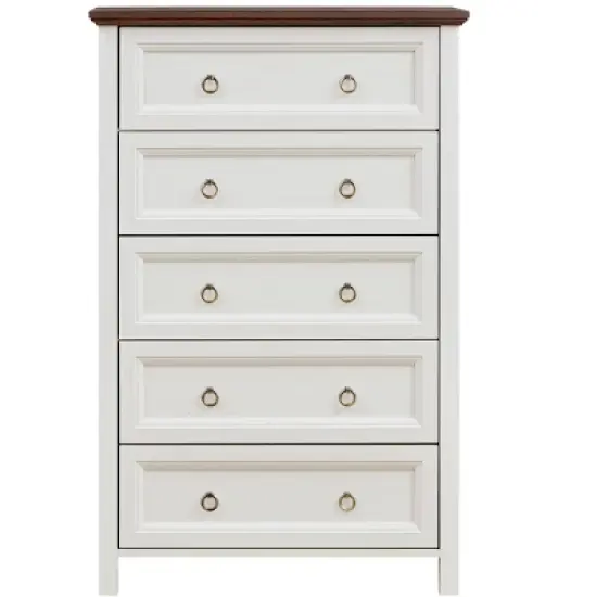 NicBex Farmhouse 5 Drawers Dresser, Wood Rustic Tall Chest of Drawers, Dressers Organizer for Bedroom, Living Room, Hallway image {5}