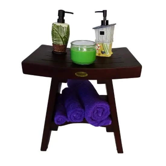 DecoTeak&reg; Serenity&reg; 18" Teak Wood Shower Bench with Shelf in Woodland Brown Finish image {5}