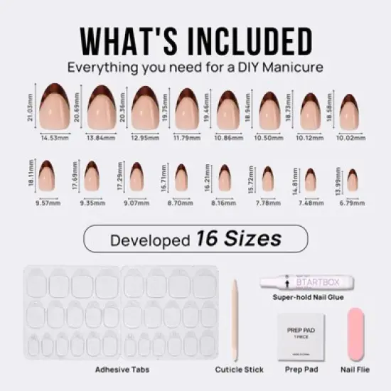 BTArtbox Press-On Nails - Tortoise Shell -S Almond - 32ct image {3}